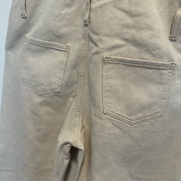 Wide Leg Cream 100% Cotton Shein Workwear Style Overalls Sz: L Adjustable Straps - Picture 12 of 14